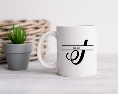 Tasse mit Monogramm Buchstabe I
